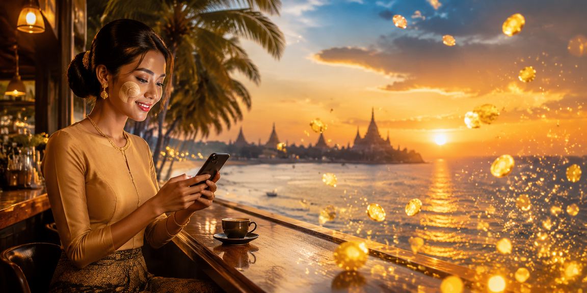 ငါးပါးကမ်းခြေမှာ လော်ကီ ဆုကြေးရှာကစားသည့် ပုံ